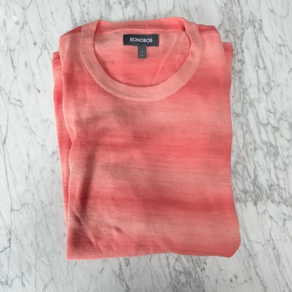 [NWT] Bonobos lightweight crewneck sweater, pastel orange/salmon, large - Picture 6 of 8